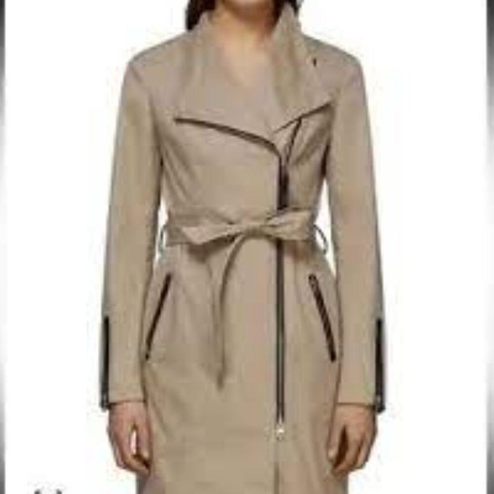 MACKAGE MONTREAL ESTELA BEIGE ZIP TRENCH COAT SIZE SMALL 1197